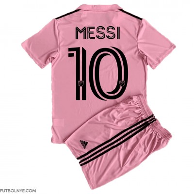 Camiseta Inter Miami Lionel Messi #10 Primera Equipación para niños 2023-24 manga corta (+ pantalones cortos)